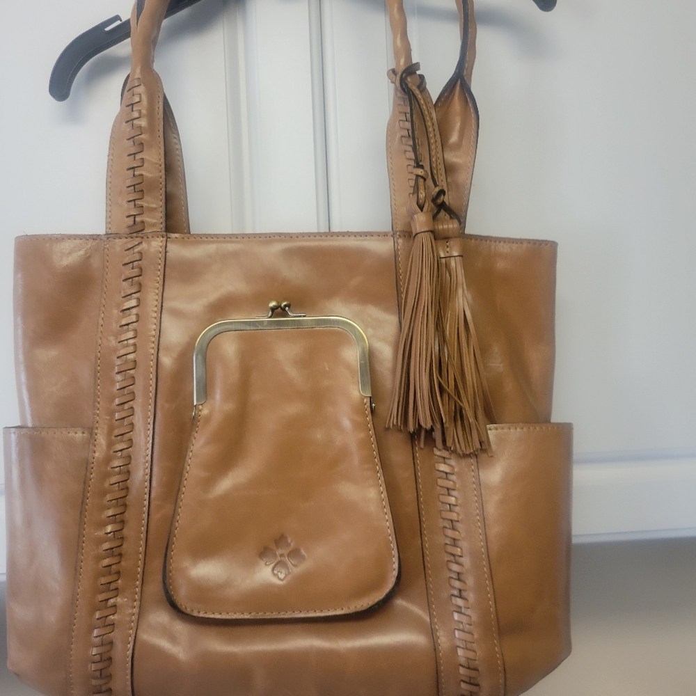 Patricia Nash Leather Molise Frame Tote Naturale with Tassel